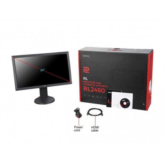 BenQ ZOWIE RL2460 24" 1080p 1ms(GTG) 60Hz eSports Console Monitor, H2H, Black eQualizer, Low Blue Light, ZeroFlicker, PC Compatible, Built-in Speakers, VESA Ready