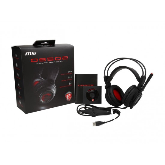 MSI Gaming Headset with Microphone, Enhanced Virtual 7.1 Surround Sound, Intelligent Vibration System (DS502)