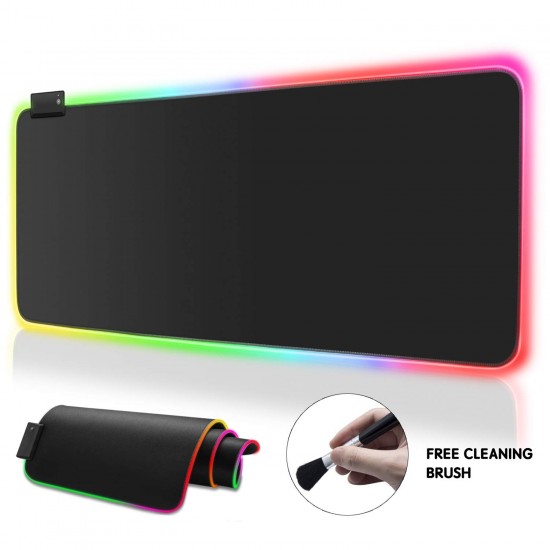 RGB Gaming Mouse Pad, YooMa 14 Lighting Modes 2 Brightness Levels Large Extended Soft LED Mouse Pad, Waterproof Computer Keyboard Mousepads Mat, Non-Slip Rubber Base and Durable Stitched Edges