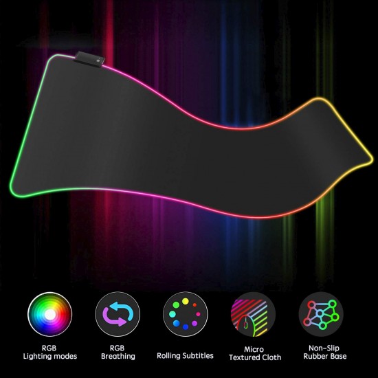 RGB Gaming Mouse Pad, YooMa 14 Lighting Modes 2 Brightness Levels Large Extended Soft LED Mouse Pad, Waterproof Computer Keyboard Mousepads Mat, Non-Slip Rubber Base and Durable Stitched Edges RGB Gaming Mouse Pad, YooMa 14 Lighting Modes 2 Brightness Levels Large Extended Soft LED Mouse Pad, Waterproof Computer Keyboard Mousepads Mat, Non-Slip Rubber Base and Durable Stitched Edges