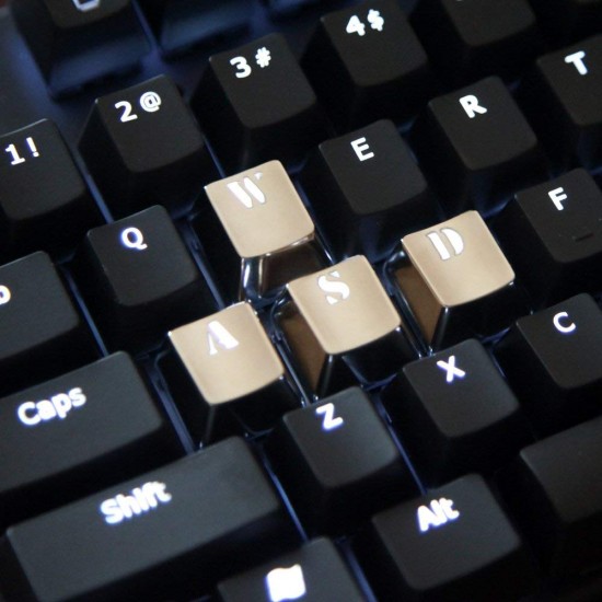 Generic Metal Keycaps Double Shot Keycaps Set- WASD Backlit Key Cap,Silver Metal Color for all Mechanical Keyboards