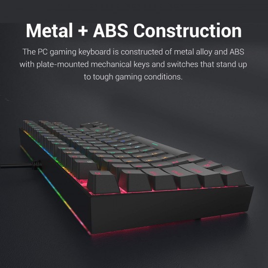 Redragon K552-RGB Mechanical Gaming Keyboard Compact 87 Key Mechanical Computer Keyboard KUMARA USB Wired Cherry MX Blue Equivalent Switches for Windows PC Gamers (Black RGB Backlit) Redragon K552-RGB Mechanical Gaming Keyboard Compact 87 Key Mechanical Computer Keyboard KUMARA USB Wired Cherry MX Blue Equivalent Switches for Windows PC Gamers (Black RGB Backlit)