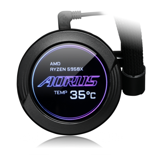 AORUS WATERFORCE X 360, All-in-one Liquid Cooler with Circular LCD Display, RGB Fusion 2.0, 120mm ARGB Fans