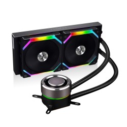LIAN LI GALAHAD AIO 240 RGB UNI FAN SL120 EDITION BLACK , Dual 120mm Addressable RGB Fans AIO CPU Liquid Cooler