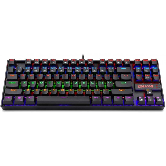 Redragon K552 Mechanical Gaming Keyboard, RGB Rainbow Backlit, 87 Keys, Tenkeyless, Compact Steel Construction with Cherry MX RED Switches for Windows PC Gamer (Black) Redragon K552 Mechanical Gaming Keyboard, RGB Rainbow Backlit, 87 Keys, Tenkeyless, Compact Steel Construction with Cherry MX RED Switches for Windows PC Gamer (Black)