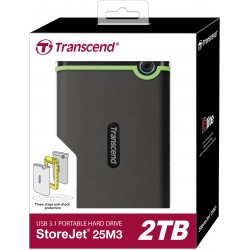 Transcend 2TB USB 3.1 Gen 1 StoreJet 25M3S SJ25M3S Rugged External Hard Drive TS2TSJ25M3S