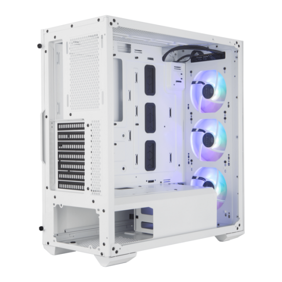 Cooler Master MasterBox TD500 Mesh White Airflow ATX Mid-Tower with Polygonal Mesh Front Panel, Crystalline Tempered Glass, E-ATX Up to 10.5", Three 120mm ARGB Fans & ARGB Lighting System